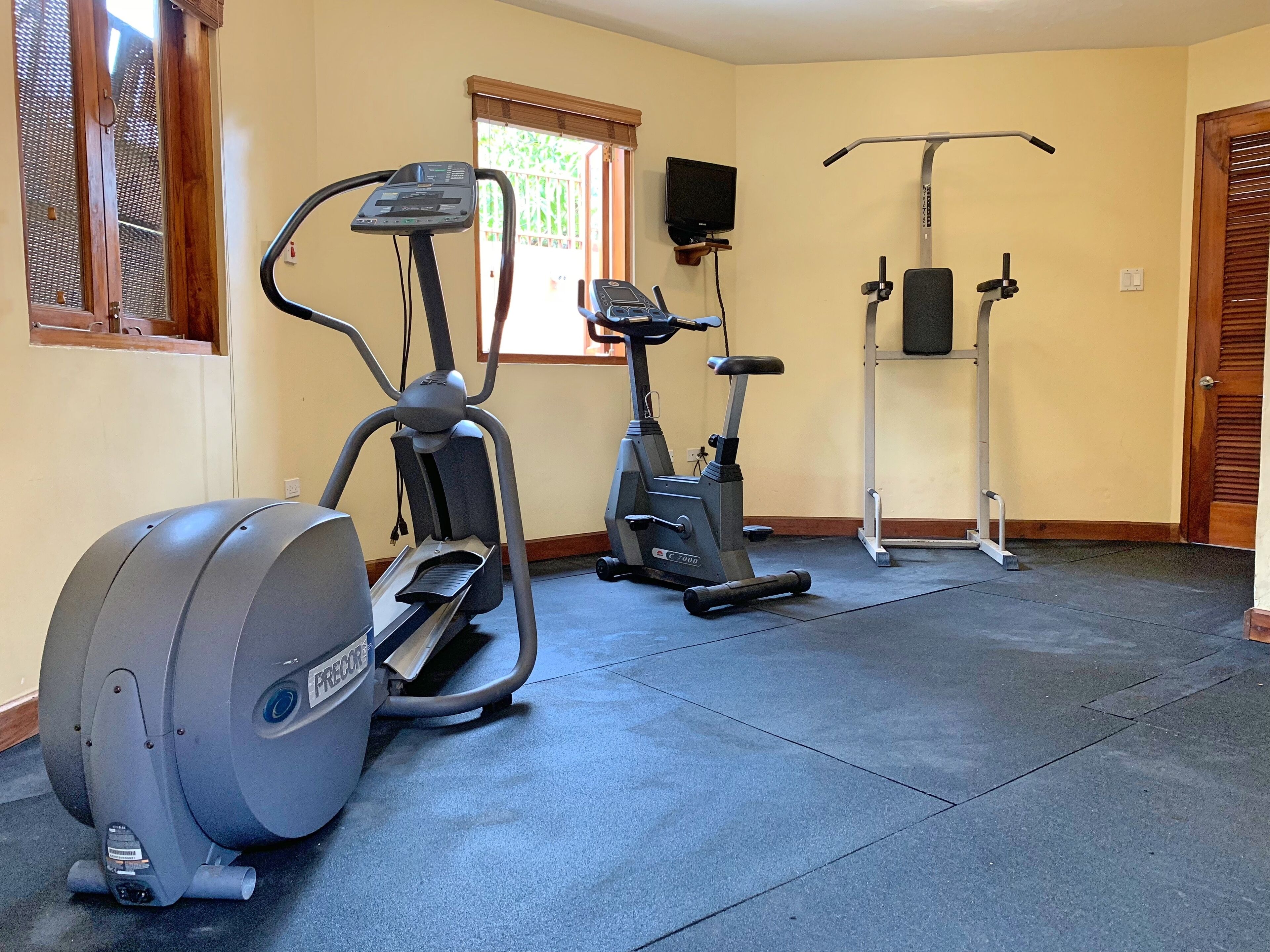 The exercise room.