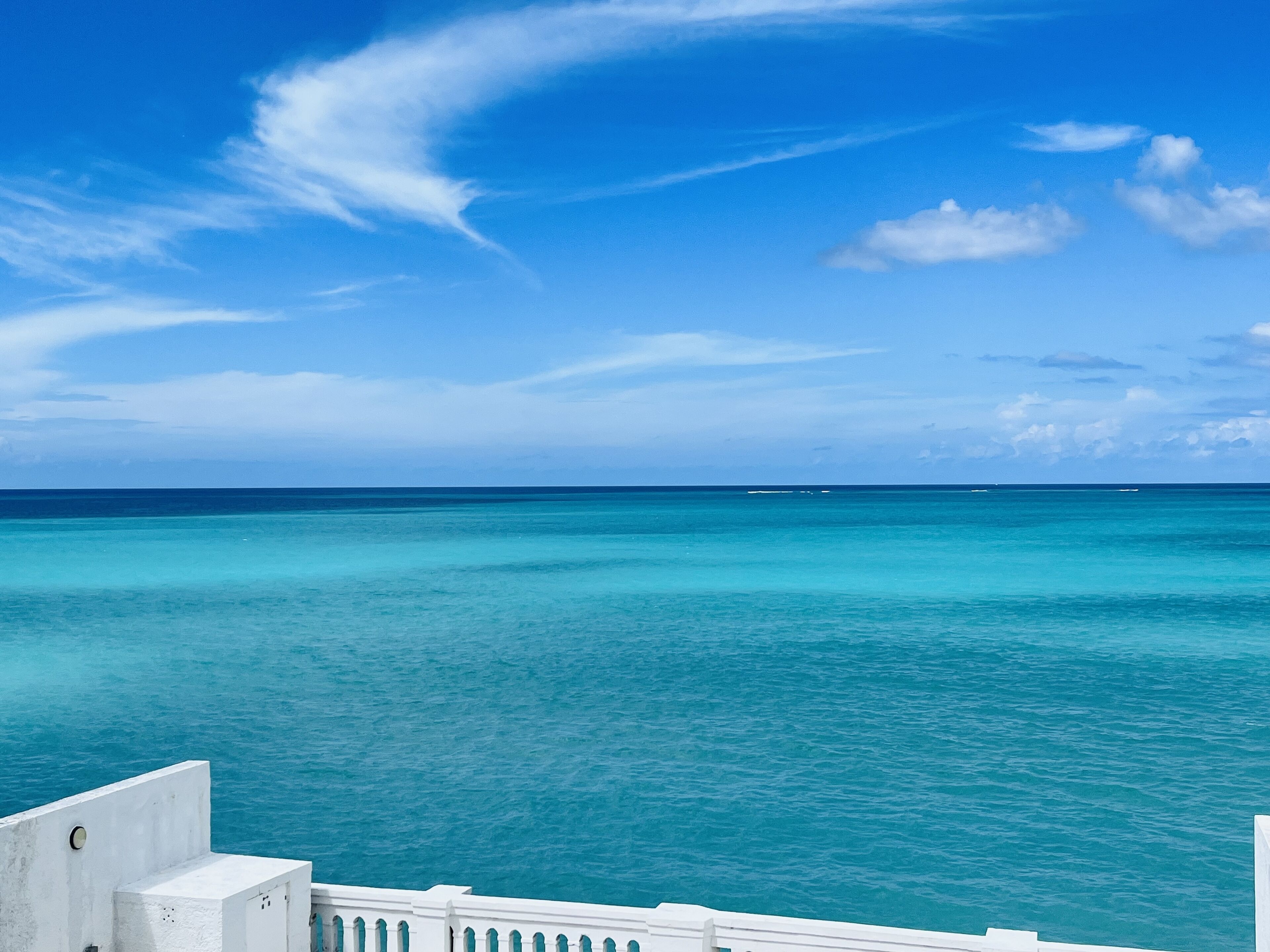 The turquoise sea, seen from the terrace.