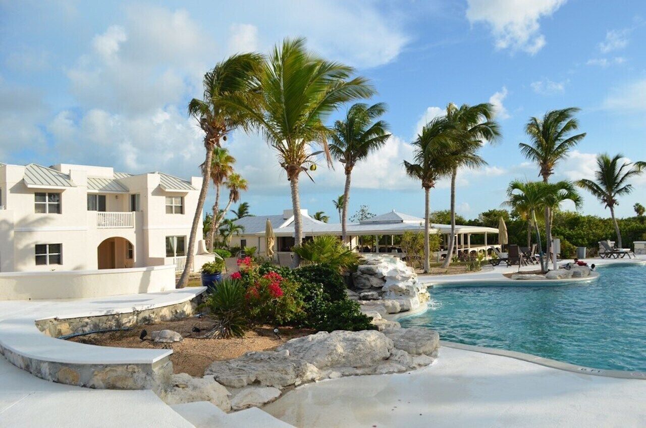 The white sand beach and the sea.