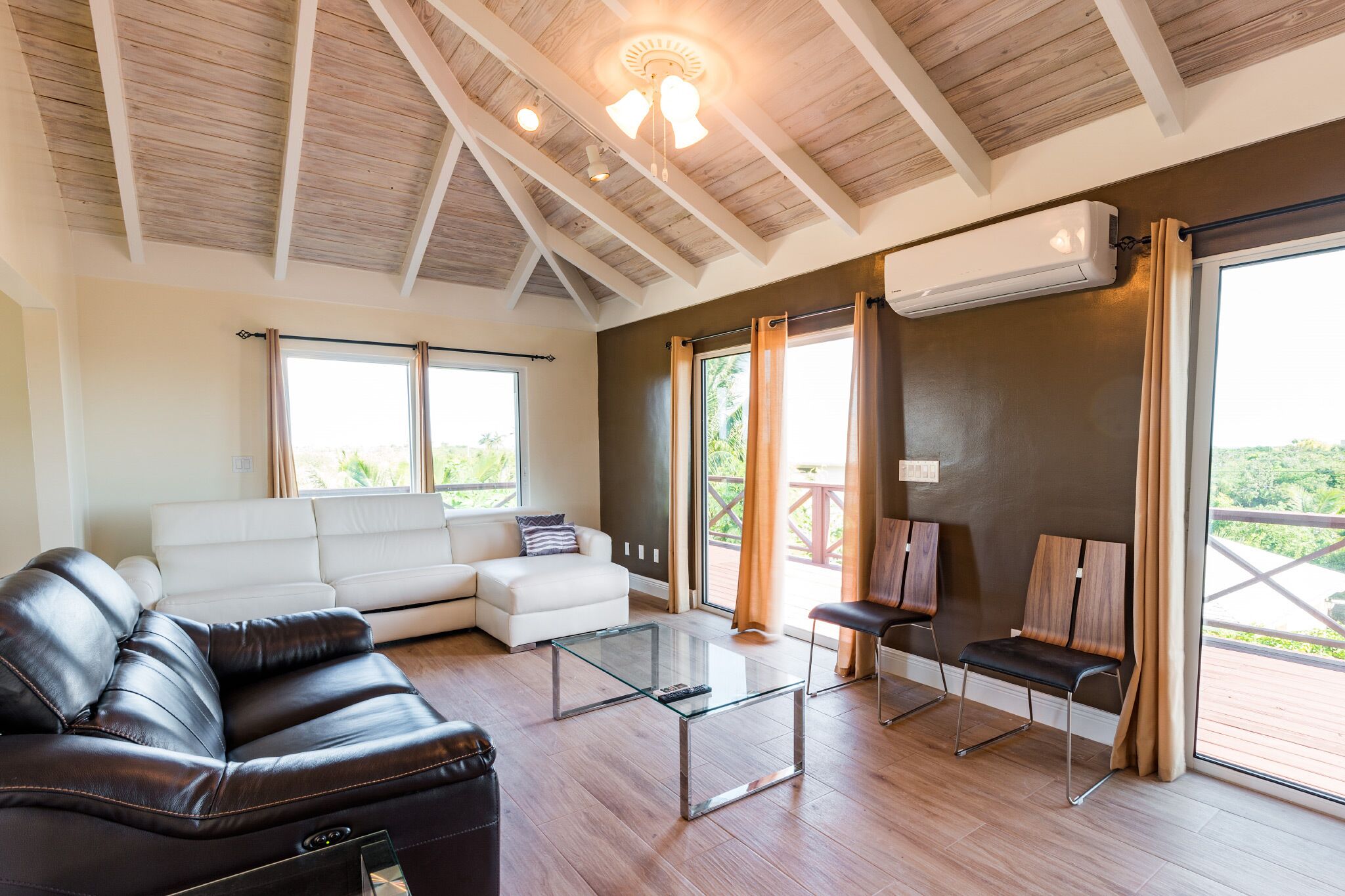 The living room with two sofas.